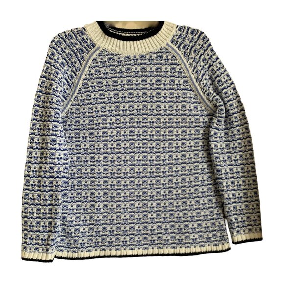 TALBOTS Womens' Blue & White Textured Stripe Mockneck Sweater Size L - Picture 3 of 9